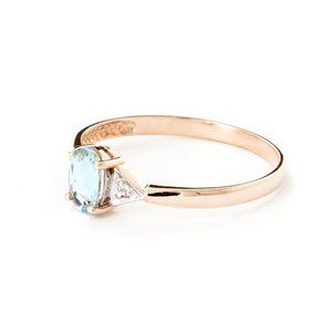 14K. SOLID GOLD RING WITH DIAMONDS & AQUAMARINE